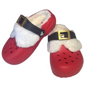 Crocs Classic Lined Santa Clogs Red Toddler Size 9 Kids Christmas Shoes